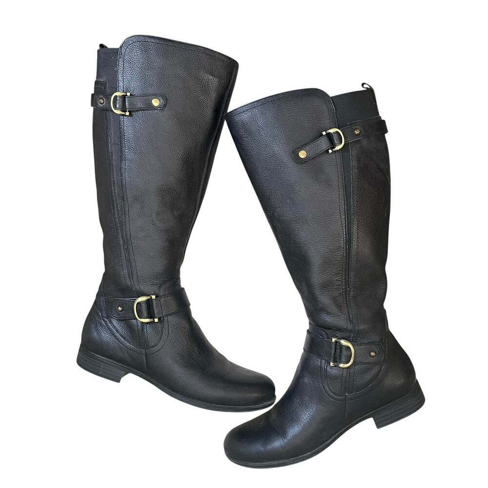 Naturalizer Jillian Black Leather Equestrian Riding Boots Size 8.5 Quiet Luxury